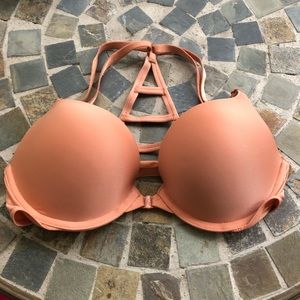 Coral Strappy Push-up Bra